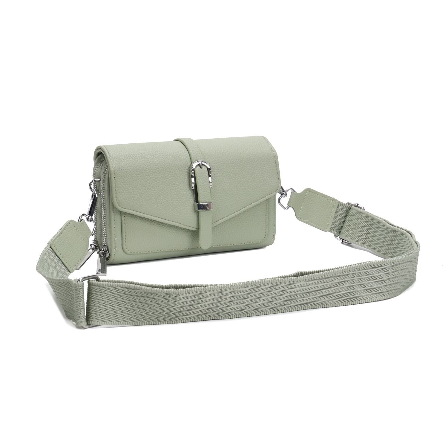 ITALYSHOP24 Schultertasche Damen Umhängetasche CrossBody Clutch Brusttasche Geldbörse Handytasche (einer Tasche mit einem breitem Muster Stoffgurt/Umhängeband), Bodybag Geldtasche Muster Taschengurt, leicht Gewicht