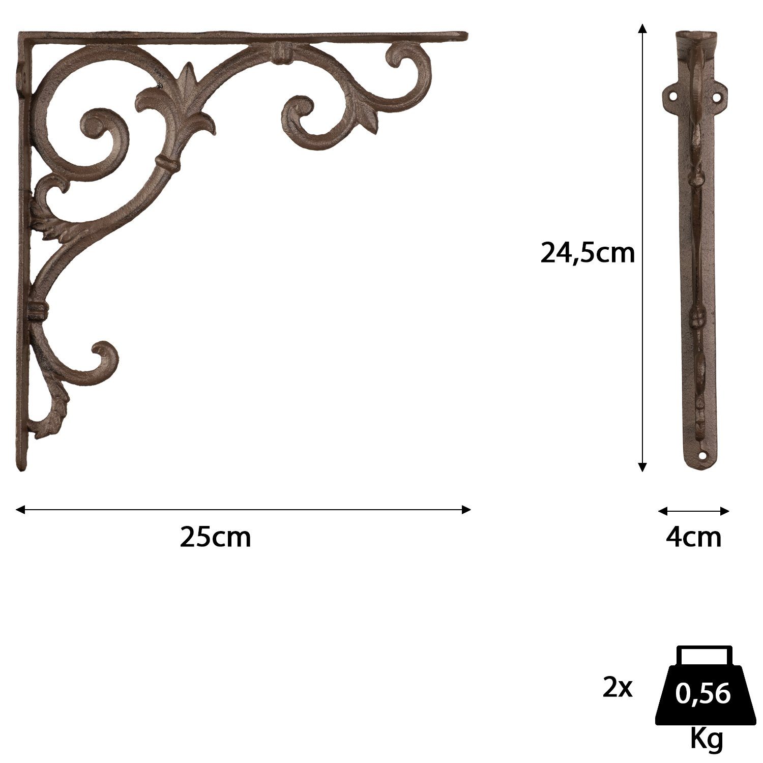 Moritz Wandregalhalter 2er Set Regalwinkel 24 x 25 cm Regalträger, Regalträger Regalwinkel Regalhalterung Wandregal Regal Kommode