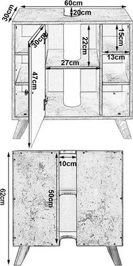 EUGAD Waschbeckenunterschrank (1-St) mit Tür 60x30x62 cm MDF Grau-Weiß