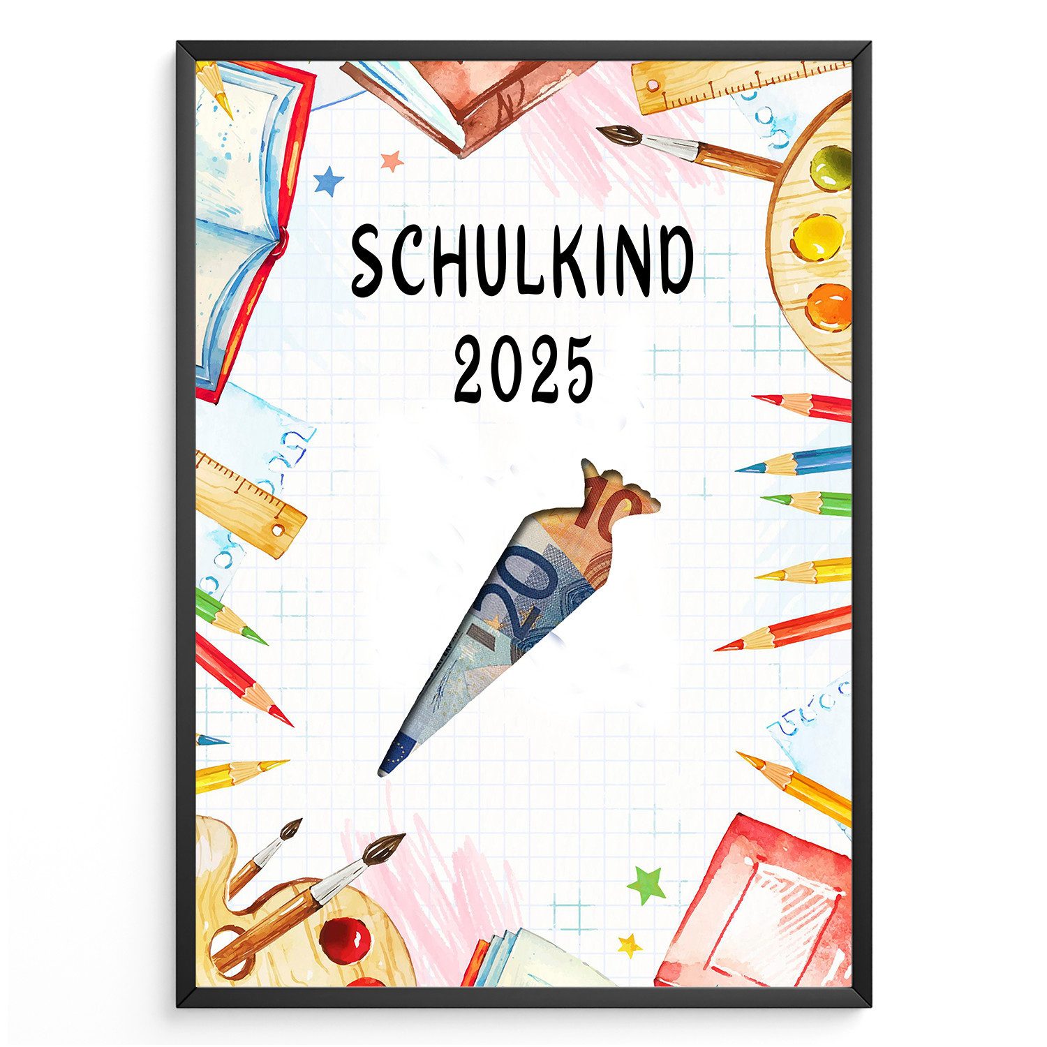 Tigerlino Poster Geldgeschenk Einschulung Schulkind Schulanfang Erstklässler Zuckertüte