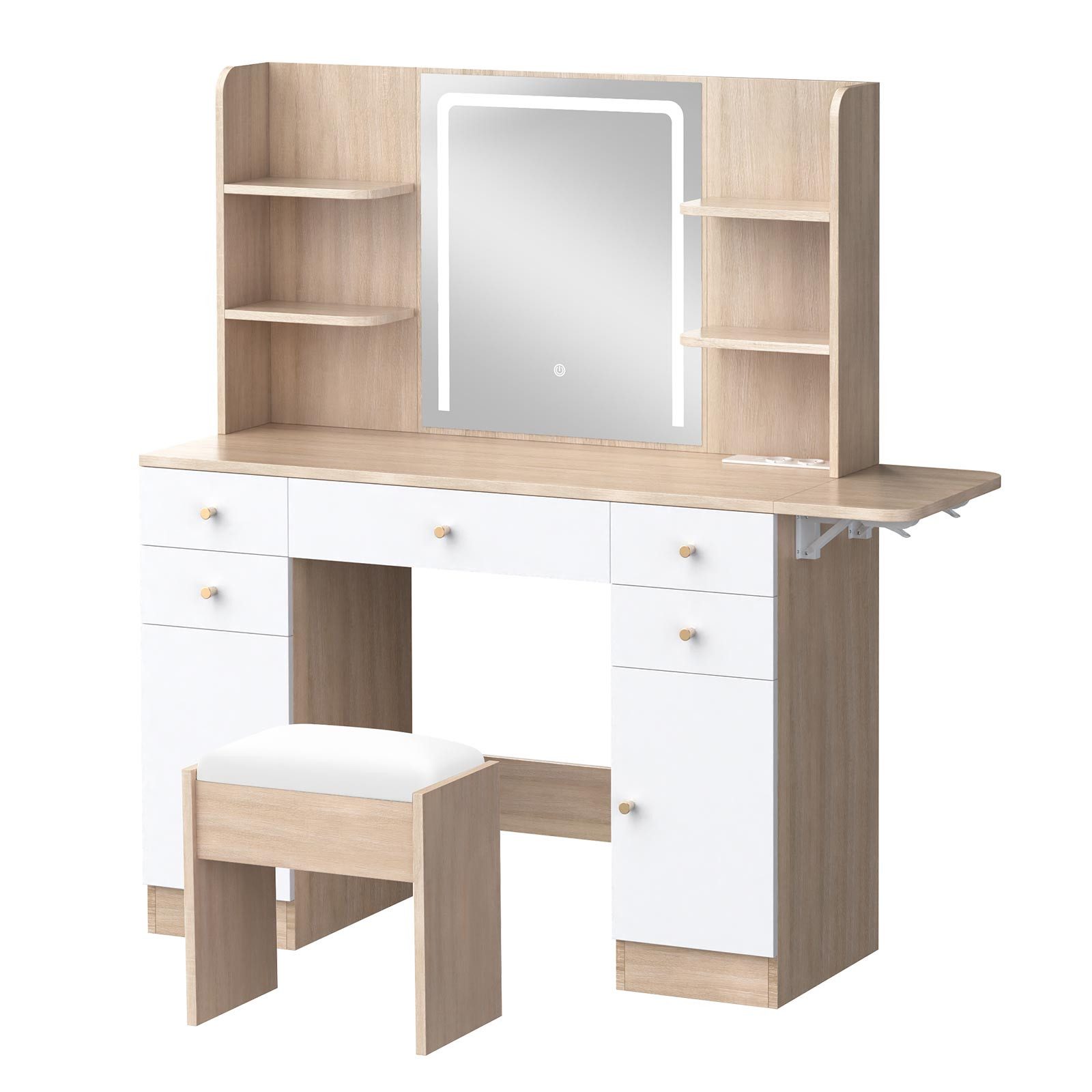 ALFORDSON Schminktisch Schminktisch mit LED-Spiegel und 5 Schubladen, Aufbe günstig online kaufen