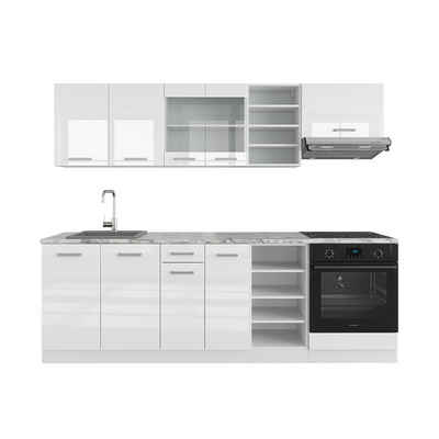 Vicco Küchenzeile R-Line, Weiß Hochglanz/Weiß, Ohne Arbeitsplatten