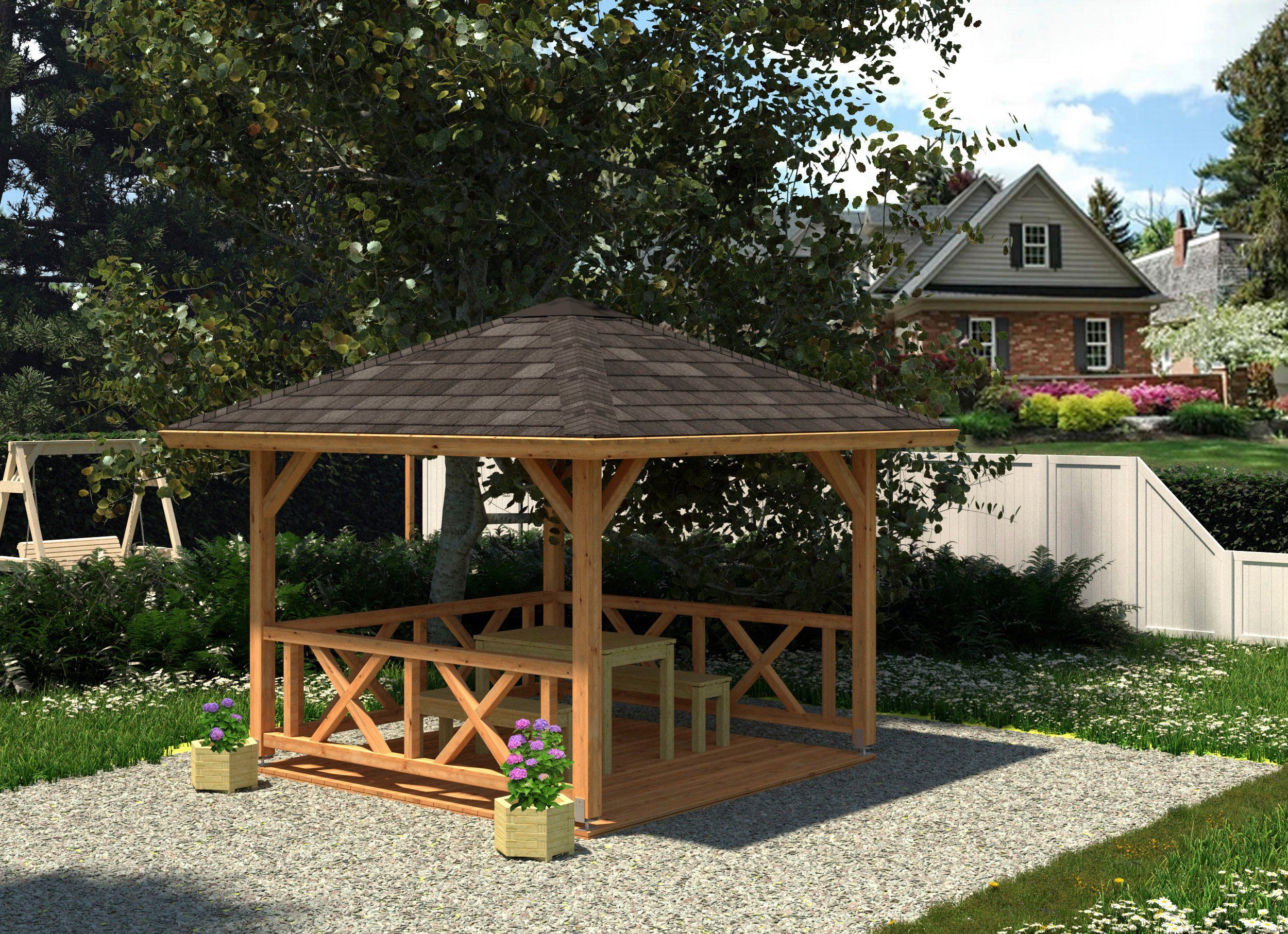 Palmako Holzpavillon Betty, BxT: 368x368 cm, hellbraun