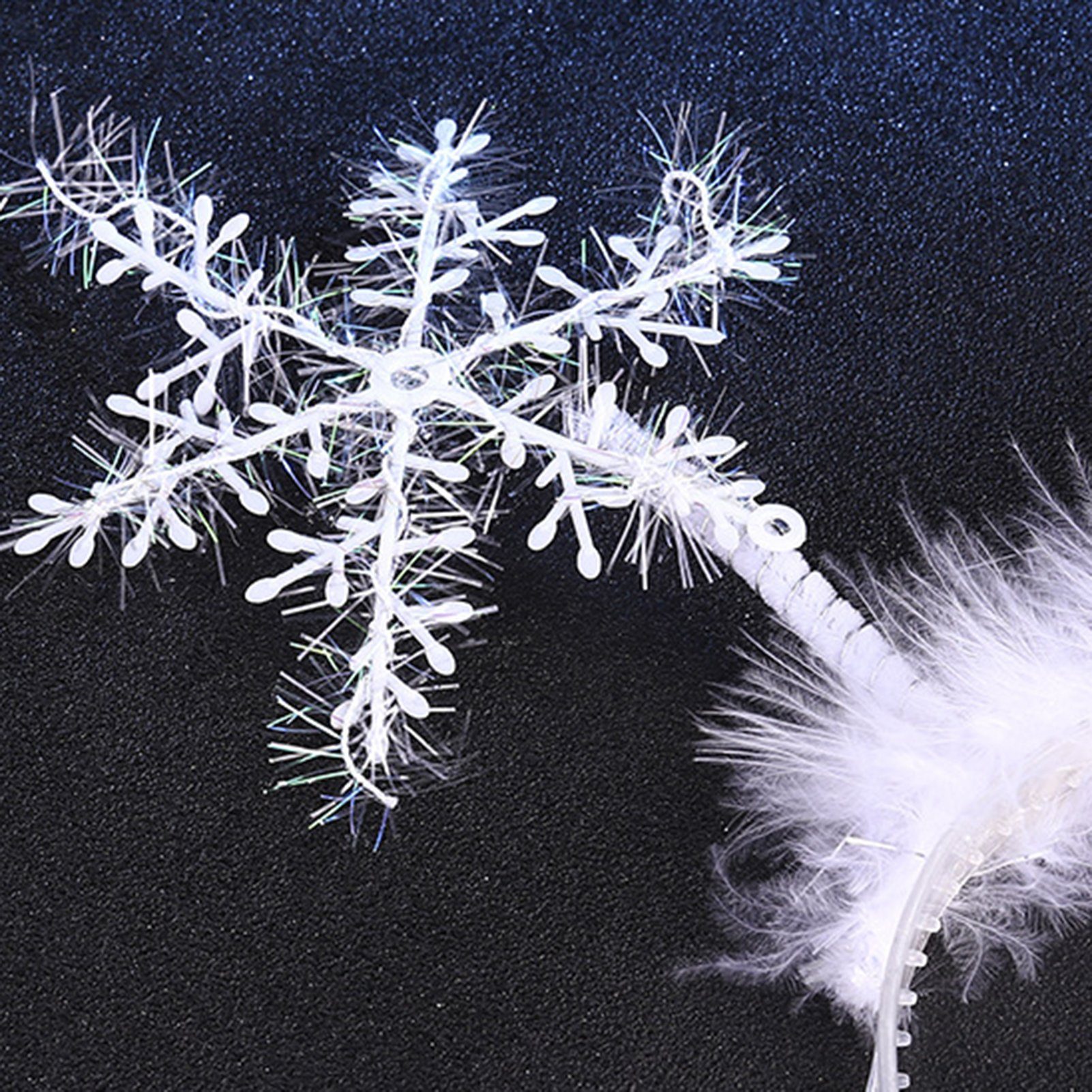 Rutaqian Weihnachten Plüsch-Weihnachtsstirnband Kopfbedeckung Niedliche Schneeflocken-Mädchen-Weihnachtskopfschmuck, Haarband Schneeflocke Party-Requisiten Haarband,