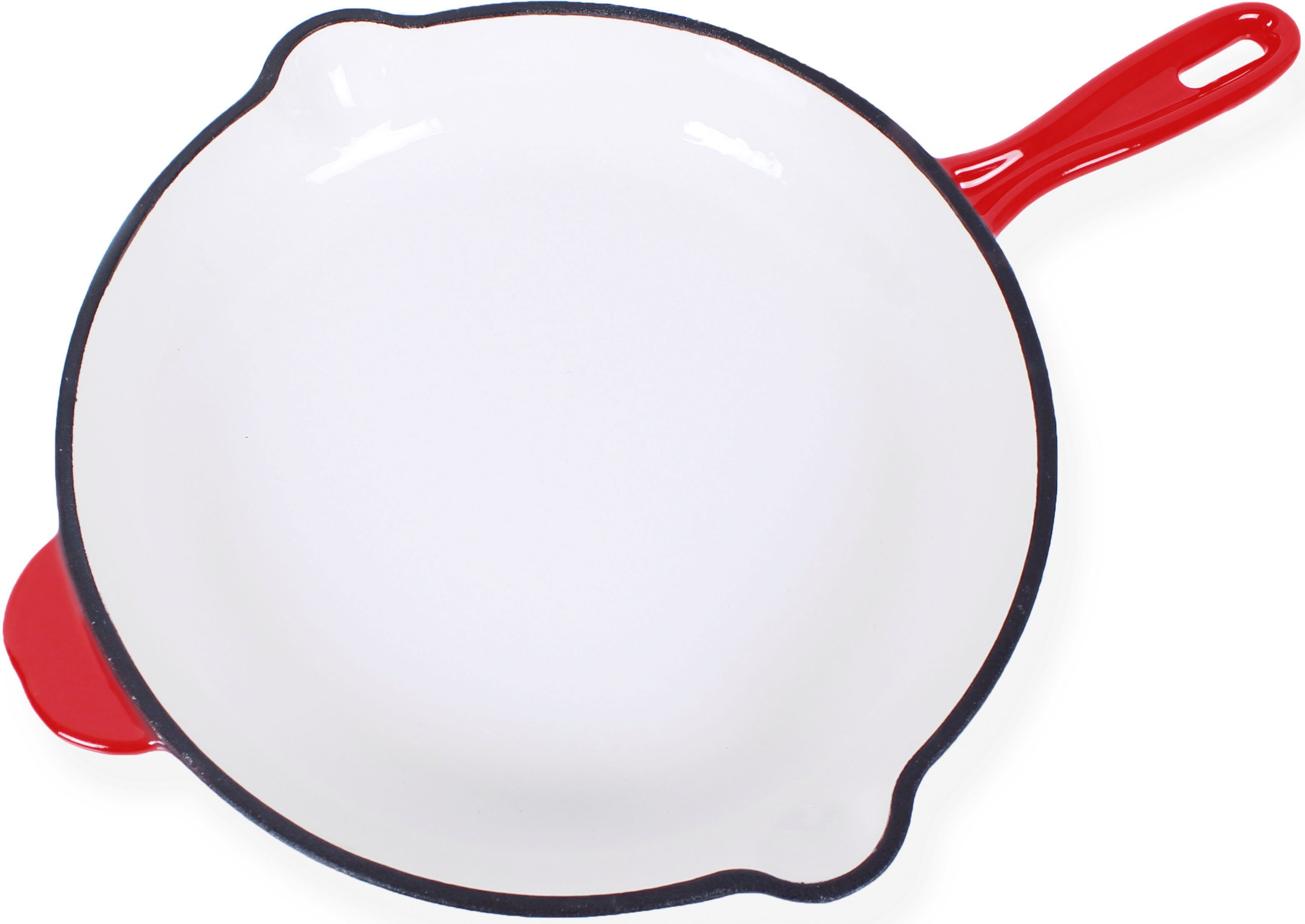 ECHTWERK Bratpfanne mit Emaille-Beschichtung, Gusseisen, Ausgießer, für Backöfen, Grill, BBQ und Induktion, Ø 26,5 cm