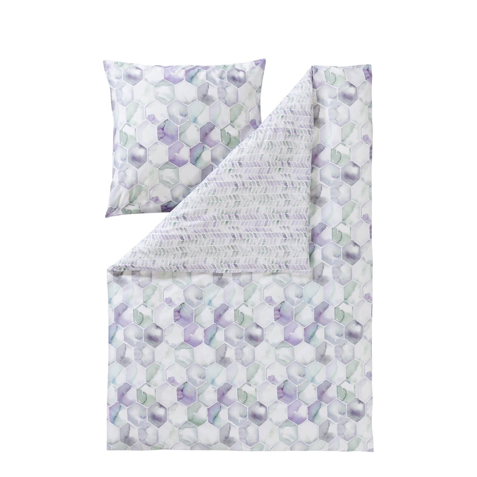 Estella Bettwäsche Shape 4746 060 violett, Mako-Satin, 2 teilig, Honigwaben, Sechseck, abstrakt