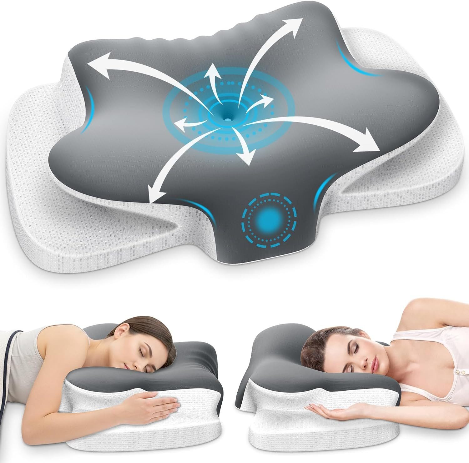 Kityhome Nackenstützkissen Nackenkissen mit Memory Foam-Ergonomisch für alle Schlafpositionen, Füllung: Premium Memory Foam, für Seitenschläfer, Rückenschläfer & Bauchschläfer, Einfache Reinigung, Universelle Eignung, Universelle Eignung für alle Schlafpositionen