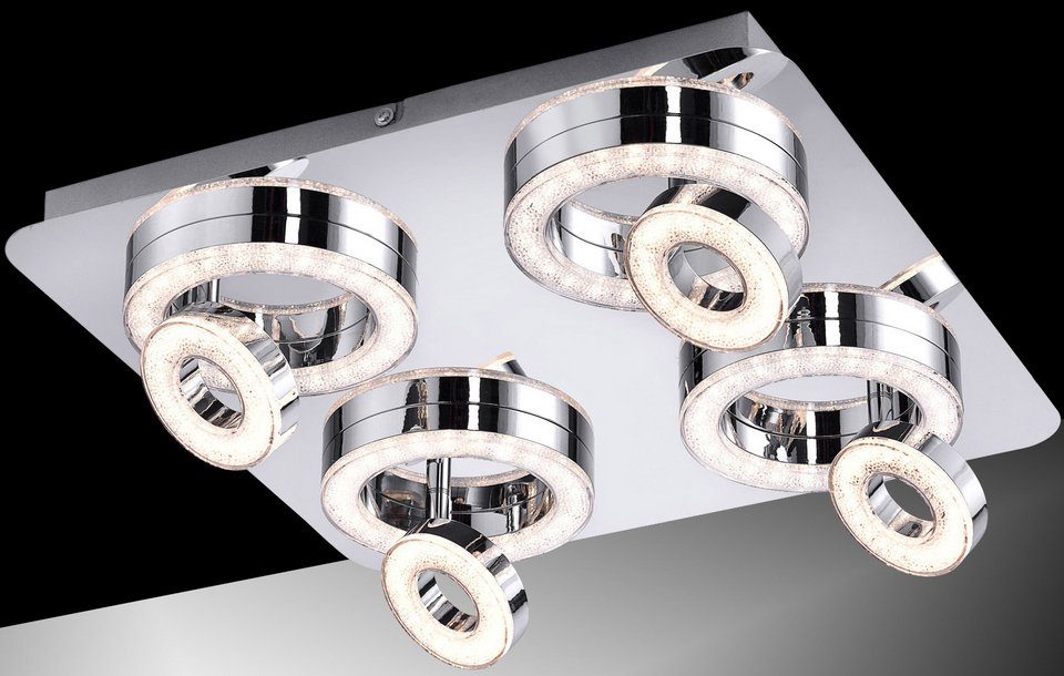 JUST LIGHT Deckenleuchte TIM, LED fest integriert, Warmweiß, Acryl mit Kristalloptik