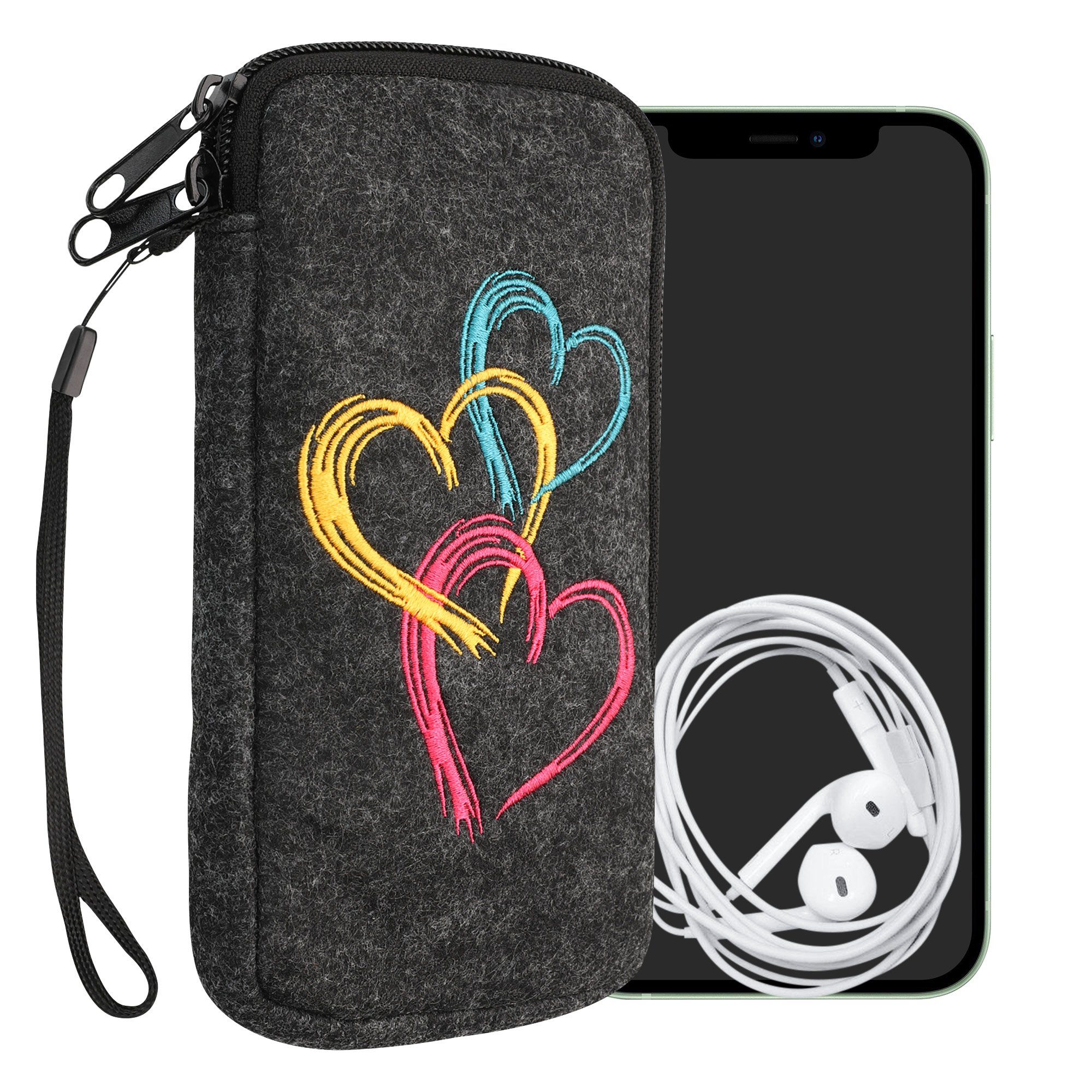 kwmobile Handytasche Handytasche für Smartphones XL - 6,7/6,8" (1-tlg), Handy Filztasche - 17,2 x 8,4 cm Innenmaße