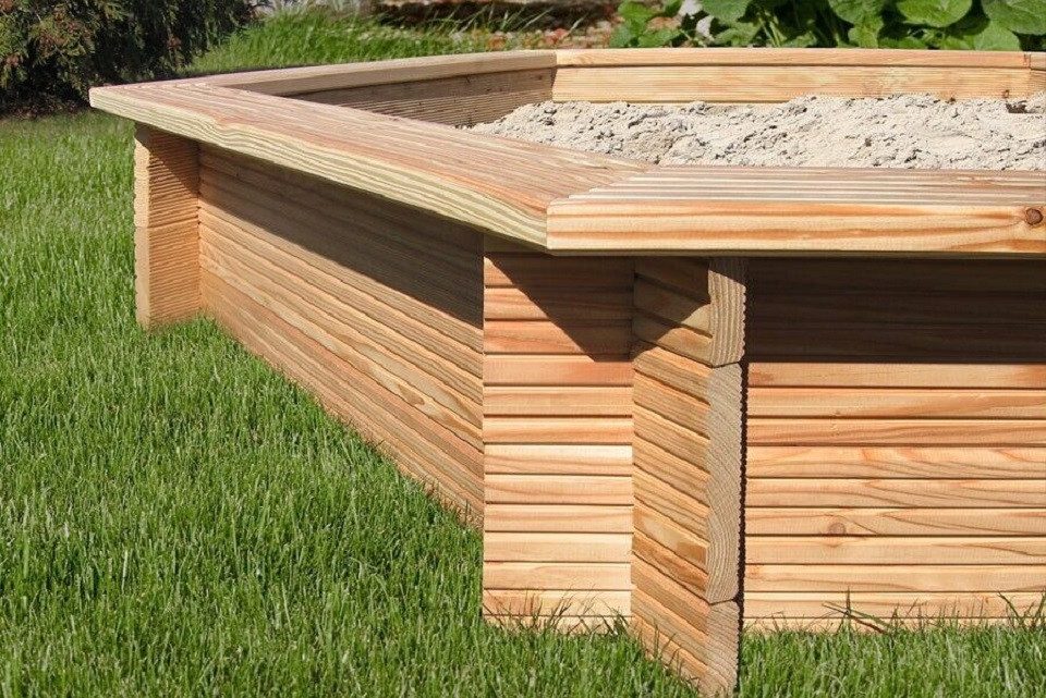 Gartenpirat Sandkasten aus Lärchenholz Sandkasten 6-eckig günstig online kaufen
