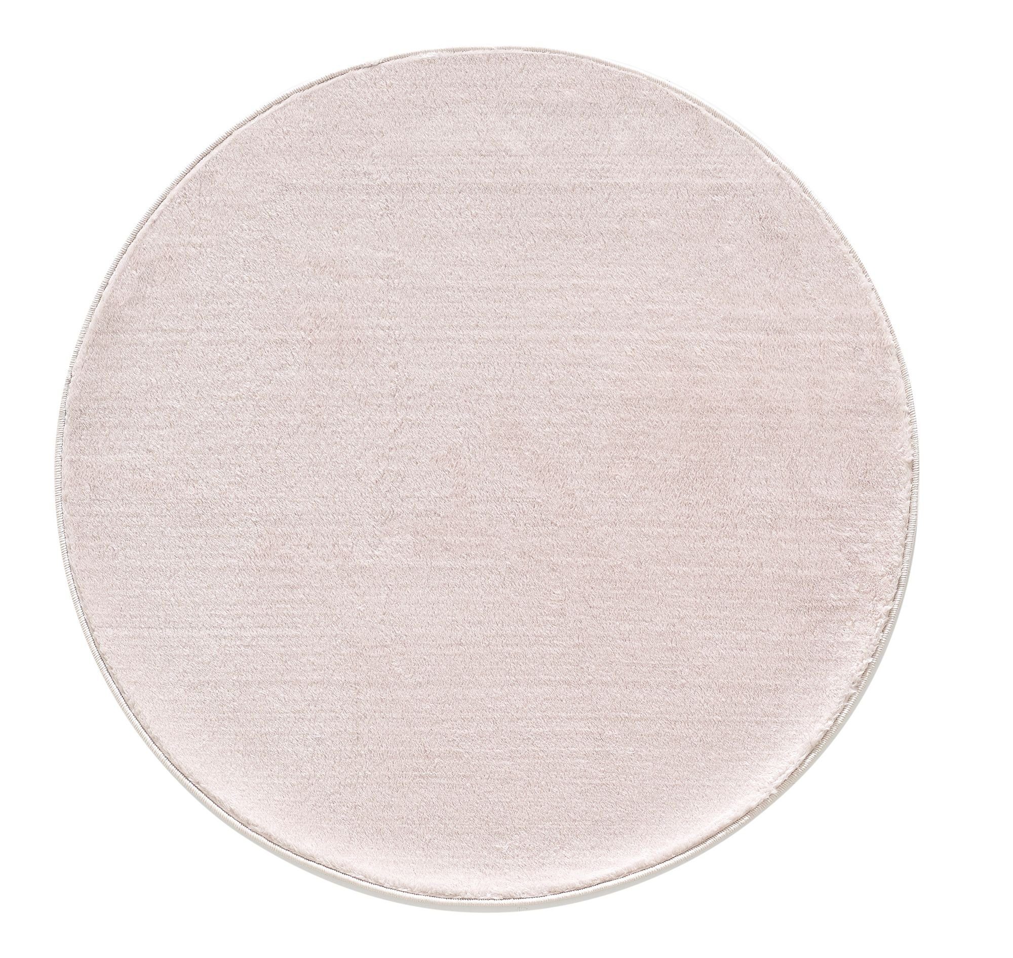 Fellteppich Unicolor - Einfarbig, Carpetsale24, Rund, Höhe: 25 mm, Teppich Rund Shaggy Wohnzimmer Einfarbig Plüsch Versch. Größen Farben Beige
