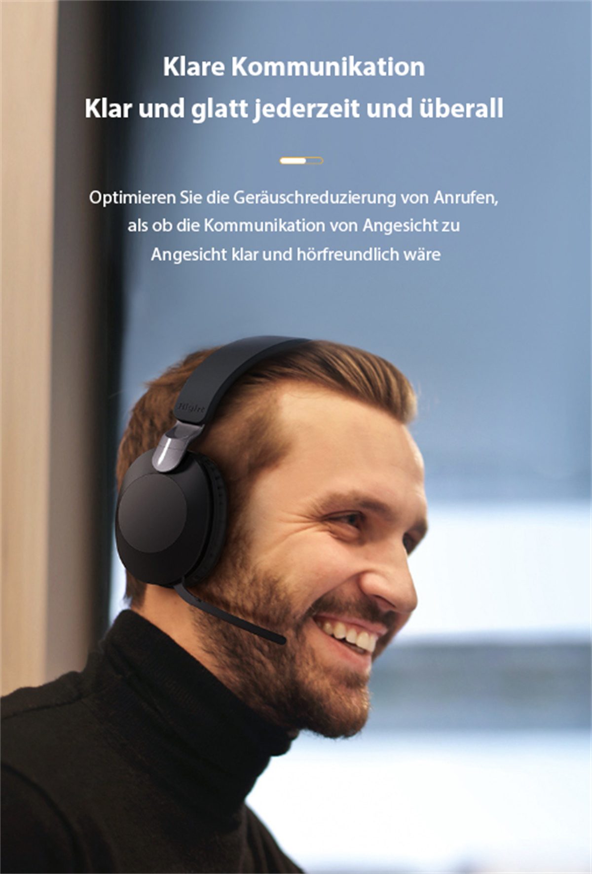befestigtes Bluetooth-Gaming-Headset carefully Kopf Over-Ear-Kopfhörer selected Am mit Akkulaufzeit blau langer Navy