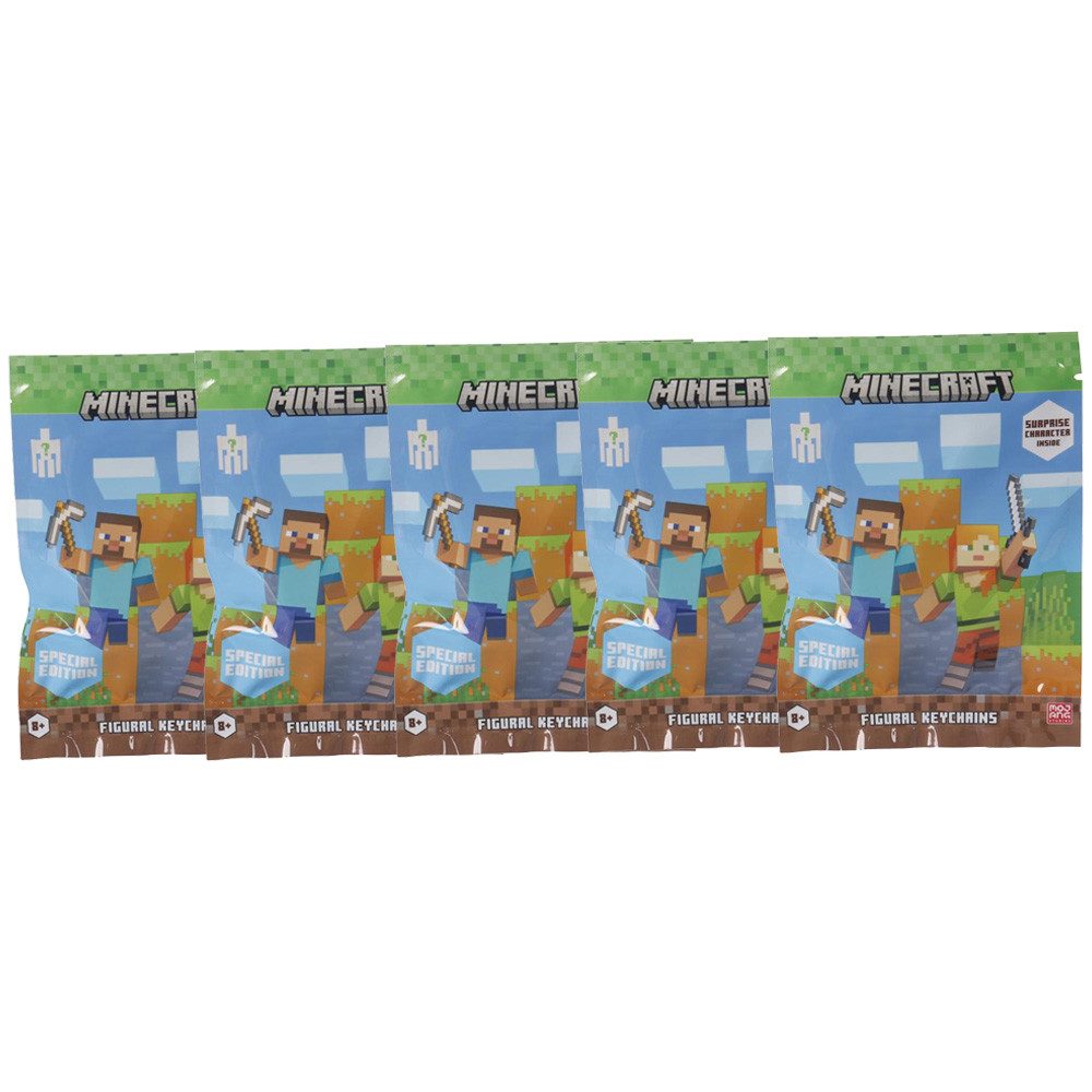 Minecraft Schlüsselanhänger Minecraft Special Schlüsselanhänger in Blind Pack 5er Bundle, 4 cm (5-tlg)