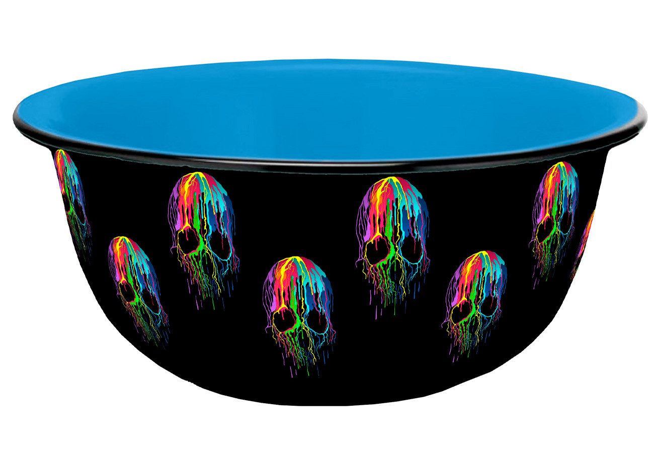 Geda Labels GmbH Müslischale Skull Neon Emaille-Optik 600ml, Keramik, (1-tlg), Schwarz, 600 ml, spülmaschinengeeignet