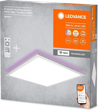 Ledvance Deckenleuchte LED-Panel WiFi PLANON 45x45cm Wandleuchte, LED fest integriert, RGBTW, Dimmbar, Einfache Montage, Energiesparend, Farbwechsel