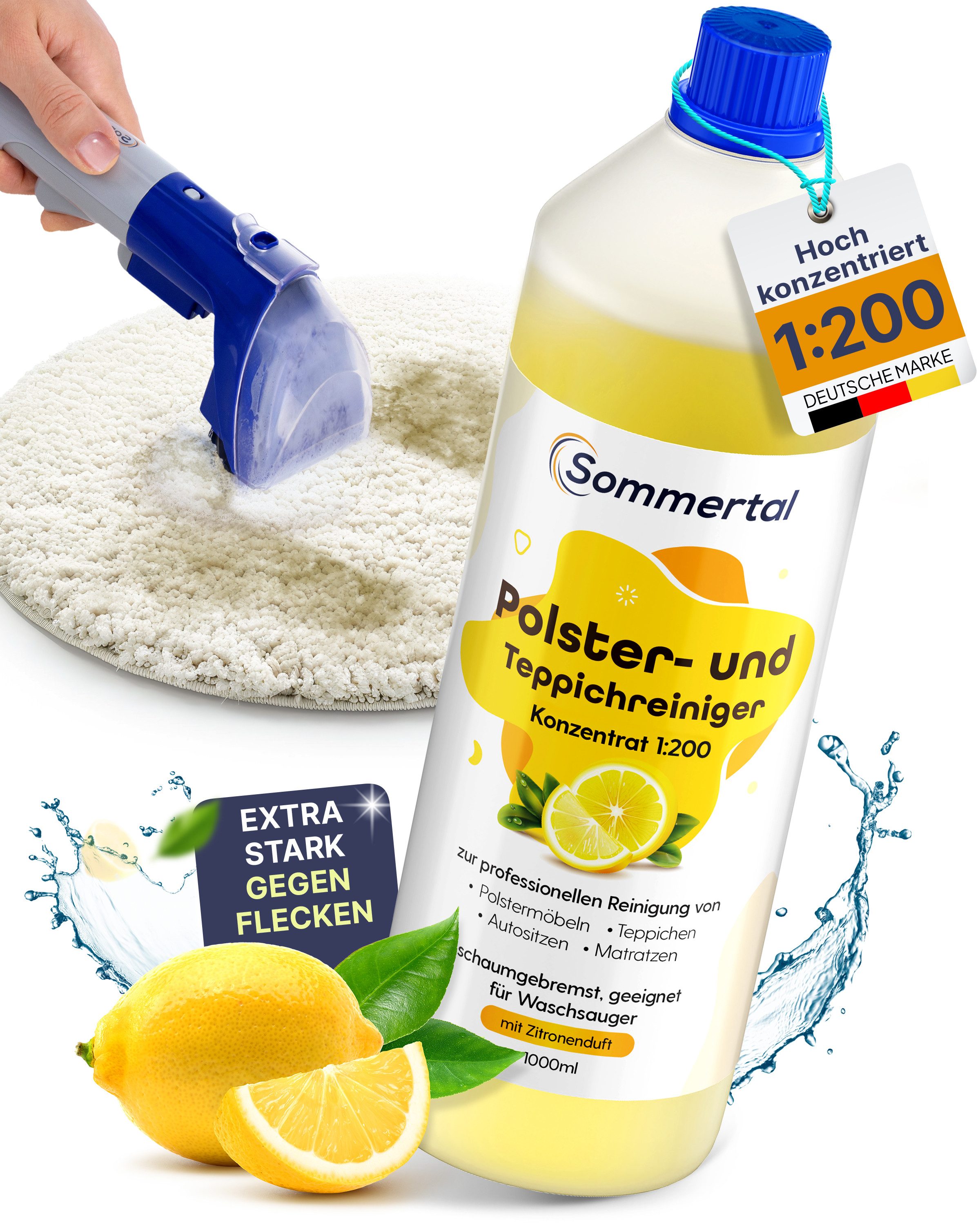 Sommertal Polster- und Teppichreiniger, 1L Profi Konzentrat Polsterreiniger