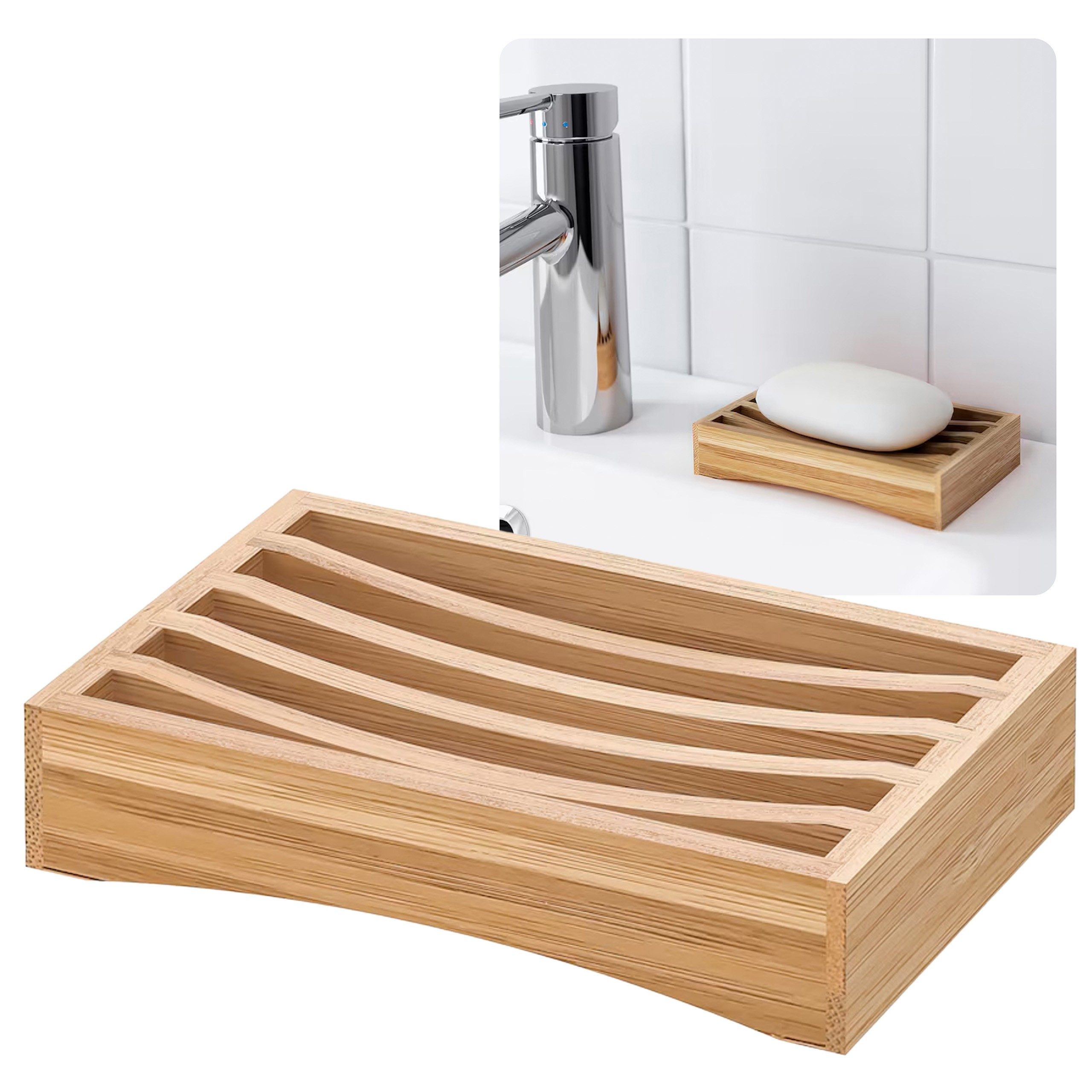 Sarcia.eu Seifenschale DRAGAN Bambus Seifenschale, Naturholz, ökologisch 13x8 cm IKEA