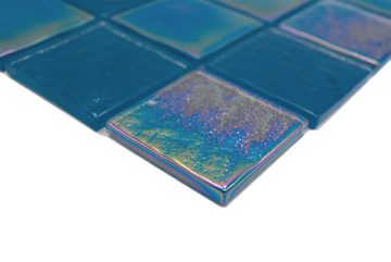 Mosani Mosaikfliesen Glas Crystal Mosaikfliesen iridium blau glänzend / 10 Matten