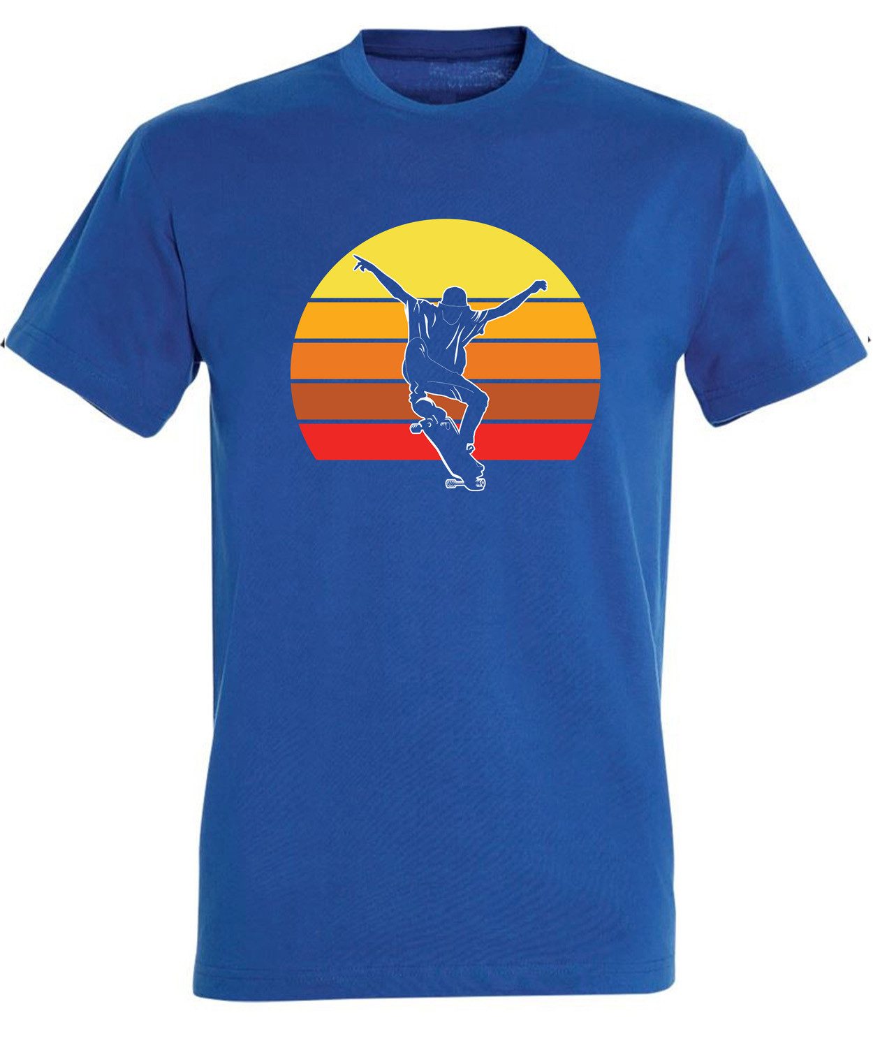T-Shirt Herren Skater Shirt Skateboarder vor einem Sonnenuntergang