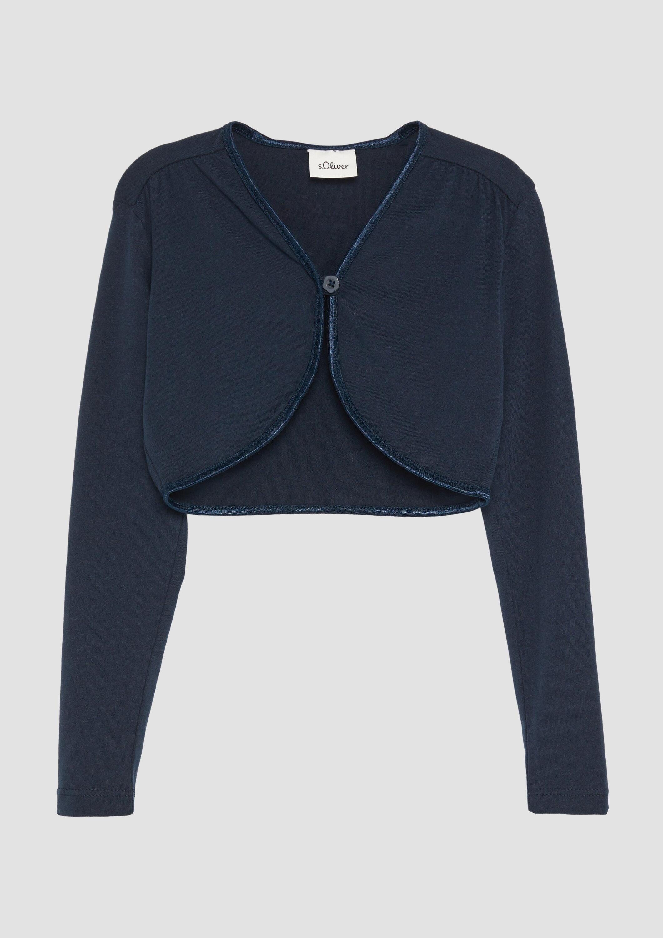 s.Oliver Langarmshirt T-Shirt Festlicher Bolero mit Blumenknopf