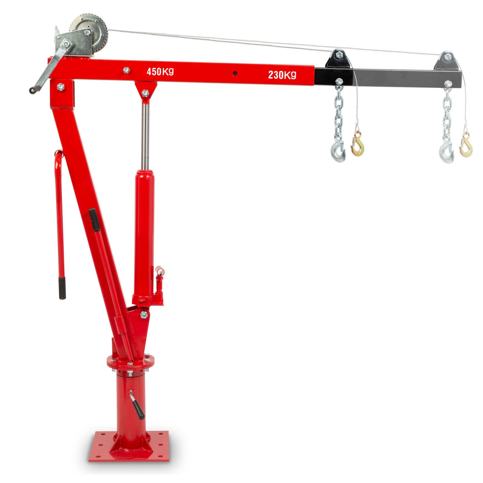 EBERTH Werkstattkran Ladekran mit 450 kg Traglast, Seilwinde, 360° Drehkranz, Tragkraft max.0,49t klappbar, Anhänger Kran mit 1750mm Hubhöhe