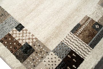 Teppich Designer Teppich Moderner Teppich Wohnzimmer Teppich mit Bordüre Design Multicolour in Braun Beige Creme Türkis, Teppich-Traum, rechteckig, Höhe: 13 mm