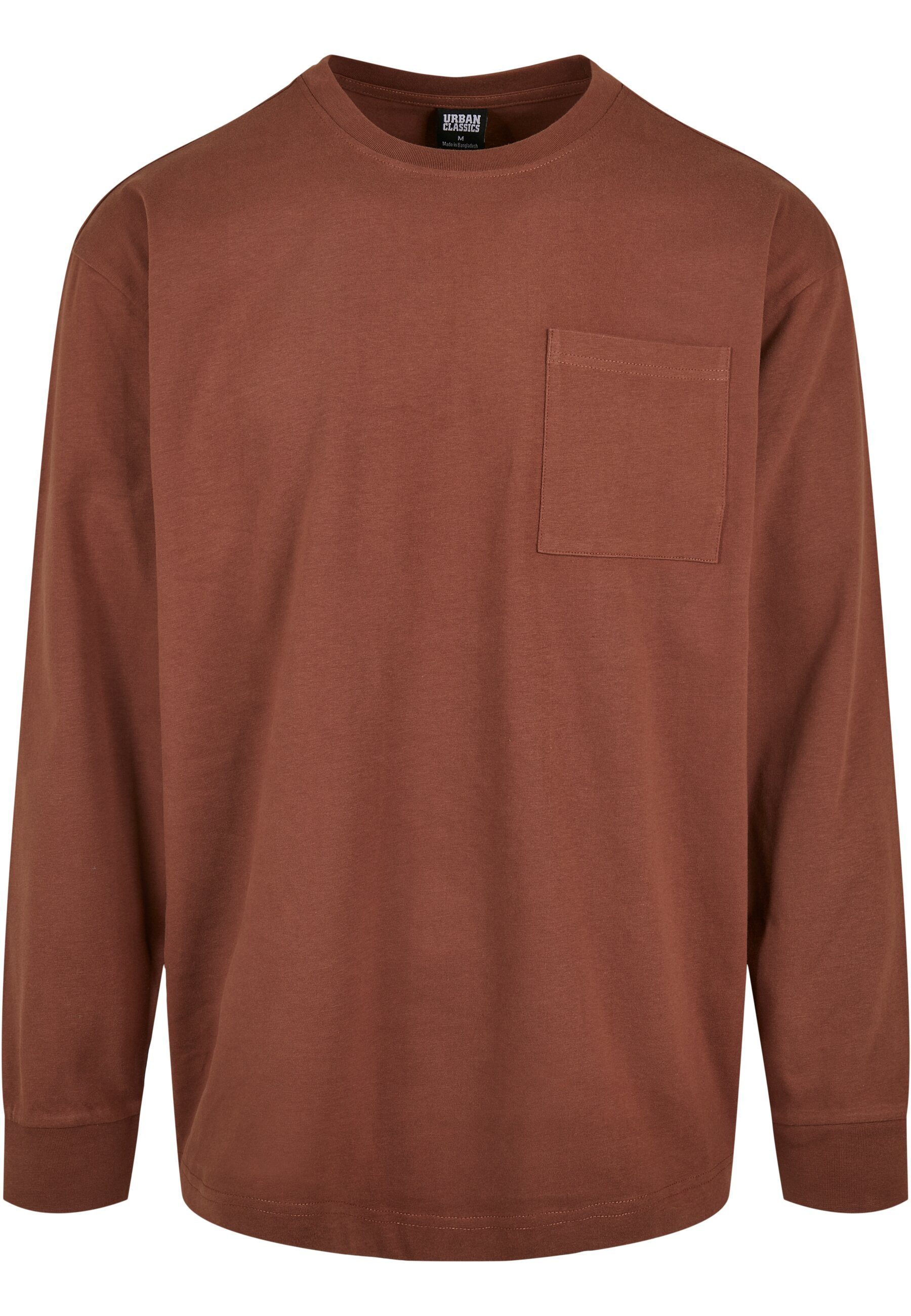T-Shirt Pocket Longsleeve URBAN Heavy CLASSICS Oversized (1-tlg) Herren bark