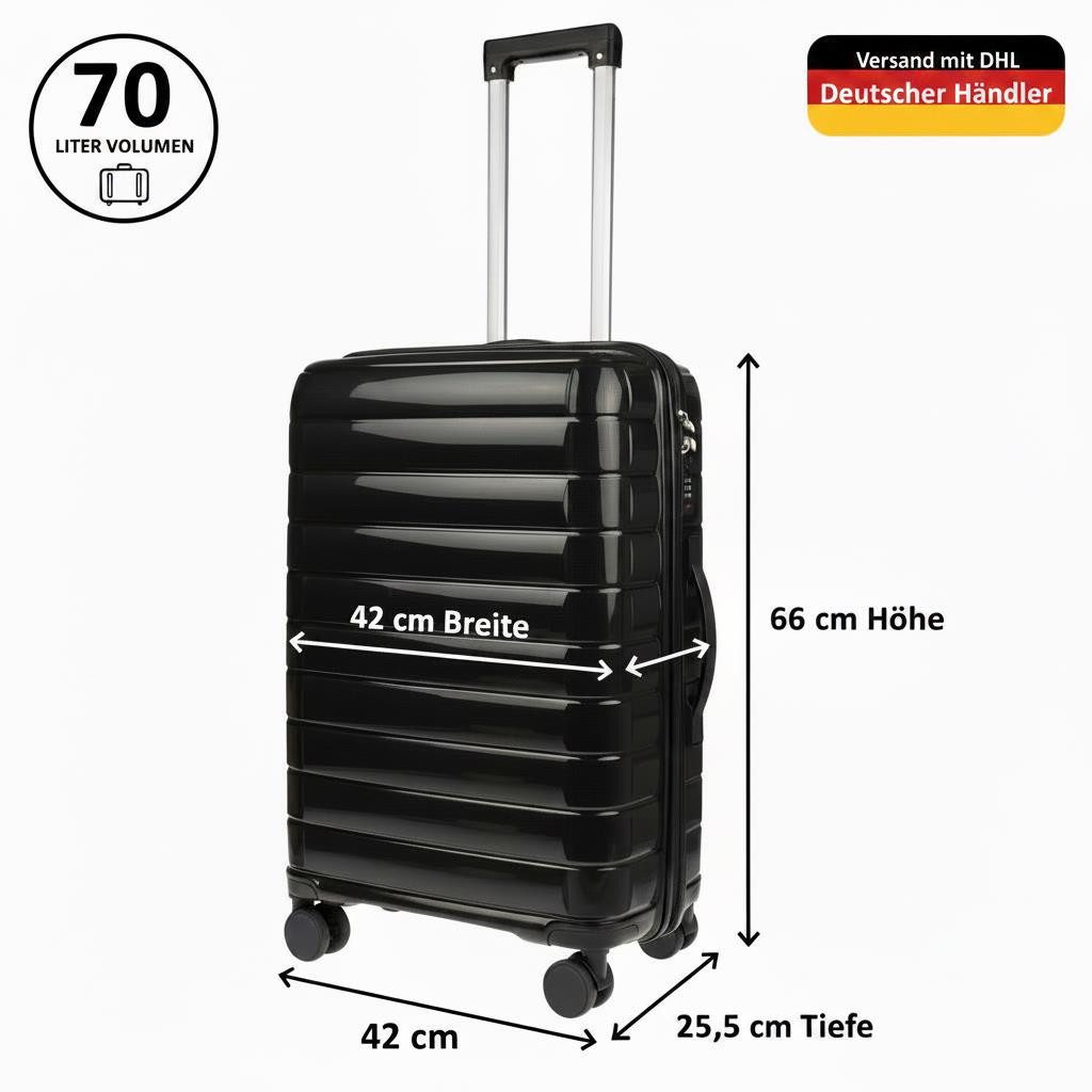 Christian Wippermann Business-Trolley L Großer Koffer für Herren Damen Hartschalenkoffer, 4 Rollen, mit TSA-Schloss