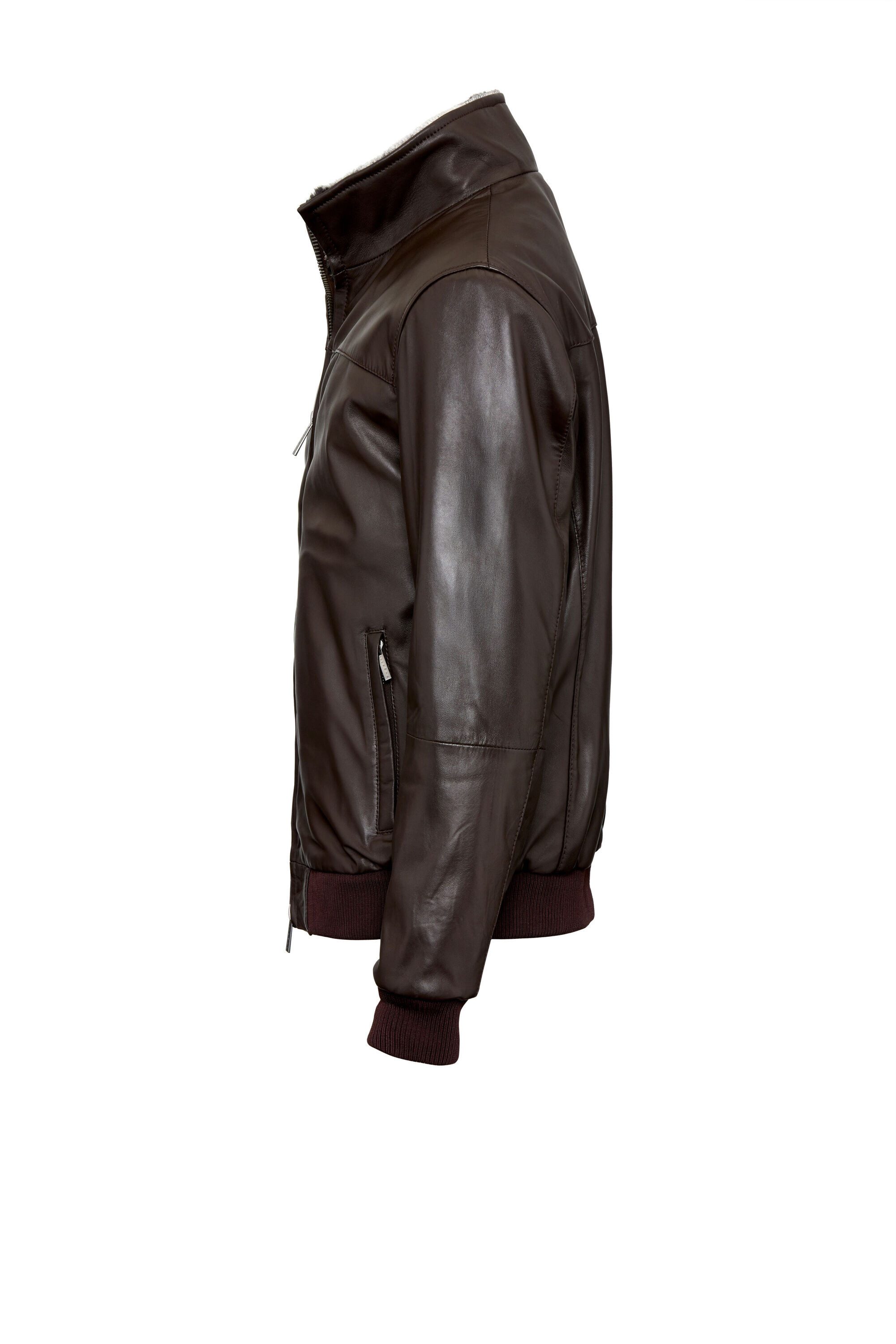 bugatti Lederjacke BUARTURO (1-St) Stehkragen mit weichem Felleinsatz