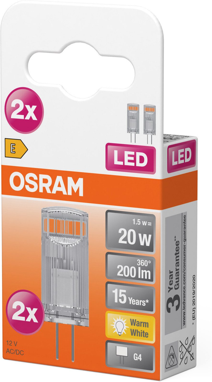 Osram LED-Leuchtmittel LED PIN Lampe, G4, 2 St., Warmweiß