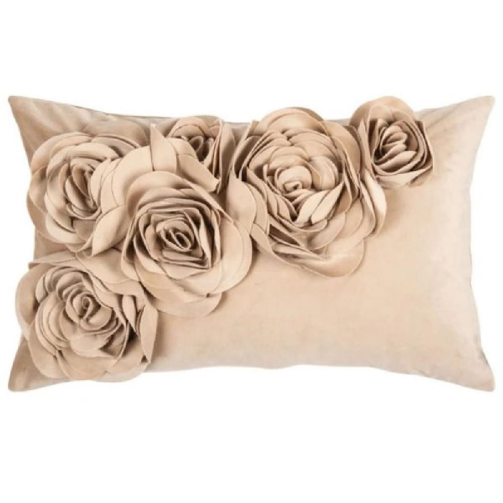 Kissenhülle PAD Kissenhülle Samt Floral Beige (30x50cm)