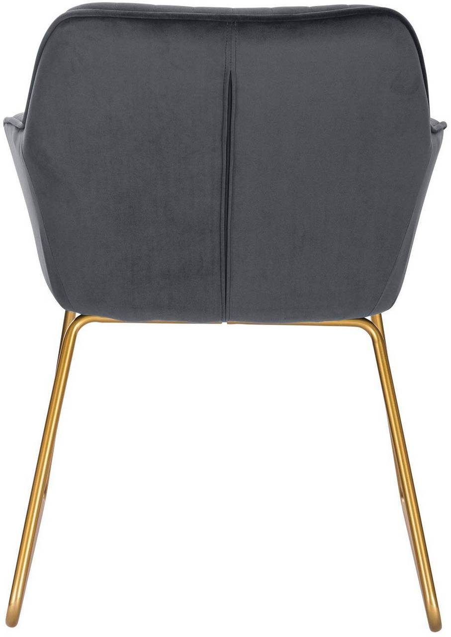 aus Woltu St), Gold Sitzfläche Sessel Dunkelgrau (1 Metall Esszimmerstuhl Beine aus Samt