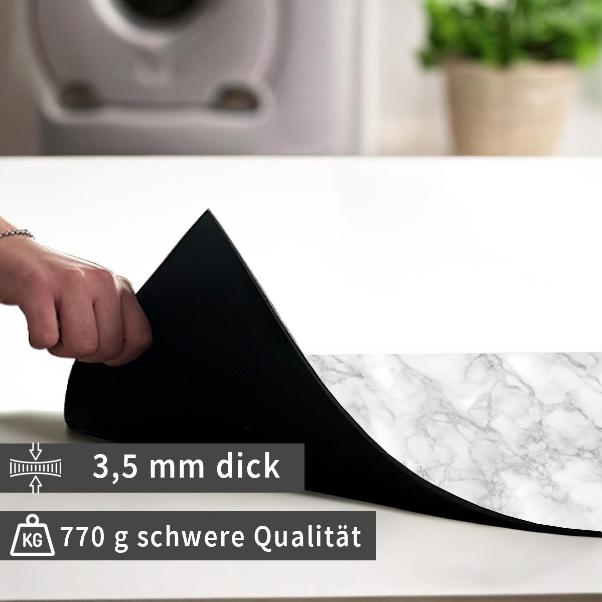 Tabletop Antirutschmatte Waschmaschinen-Auflage Stein-Optik Marmor hell rutschfest, waschbar, 1-St., Textil-Finish Gummi-Matte als Trockner Waschmaschinen-Unter – Bild 4 von 5