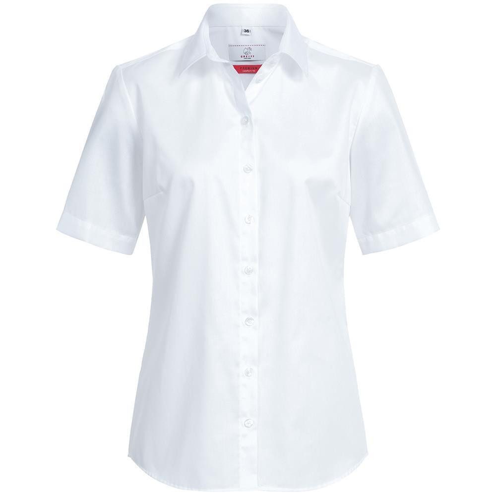 Kurzarmbluse Greiff Corporate Bluse PREMIUM Damen OEKO TEX® Bügelfrei Weiß