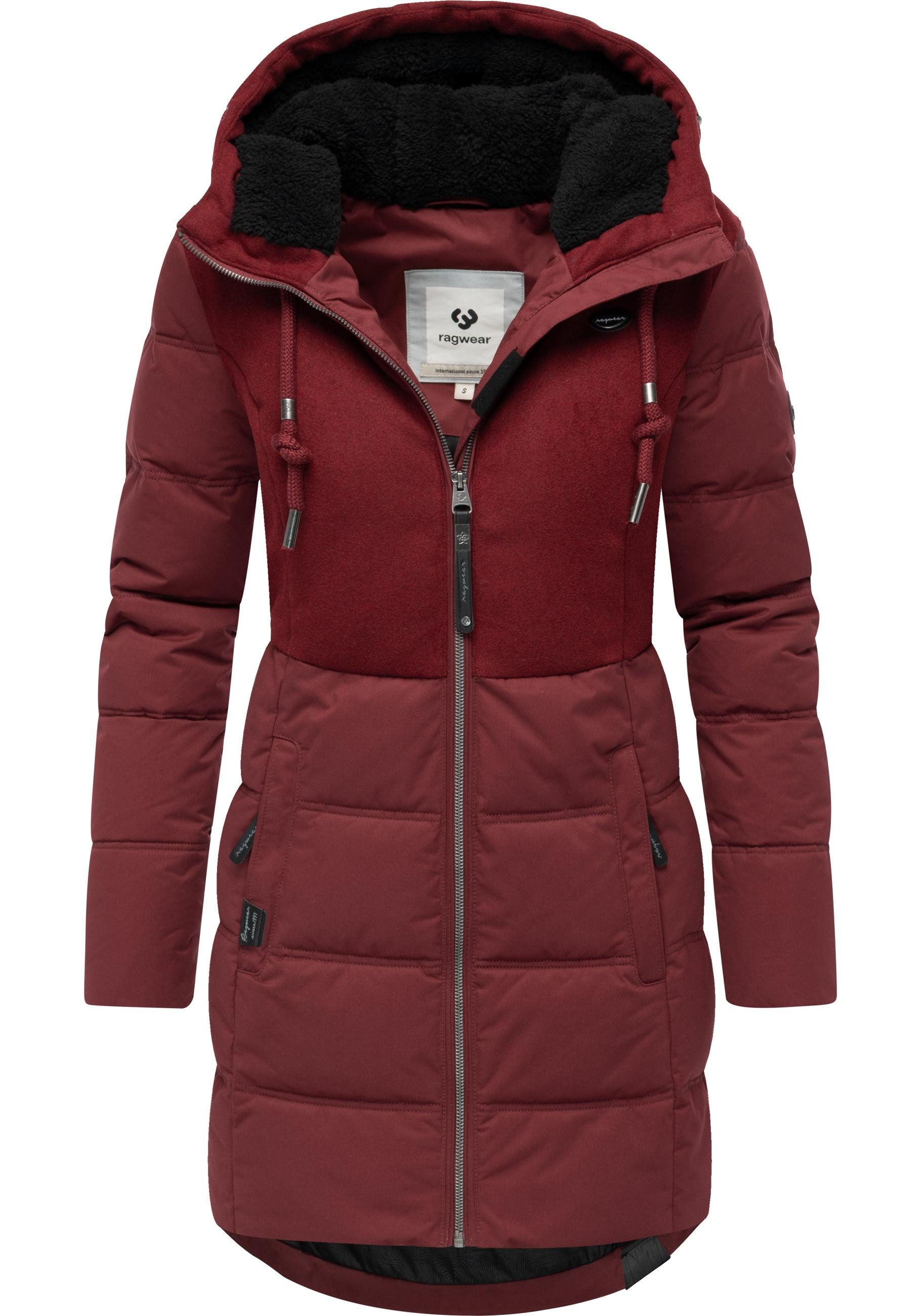 Ragwear Winterjacke Ashani Block Intl. stylischer Winterparka mit gefütterter Kapuze
