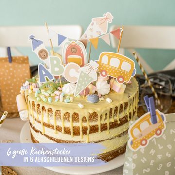 PAPIERDRACHEN Tortenstecker Kuchenstecker zur Einschulung - in verschiedenen Designs, Einschulung - Erste Klasse - Einschulungsparty