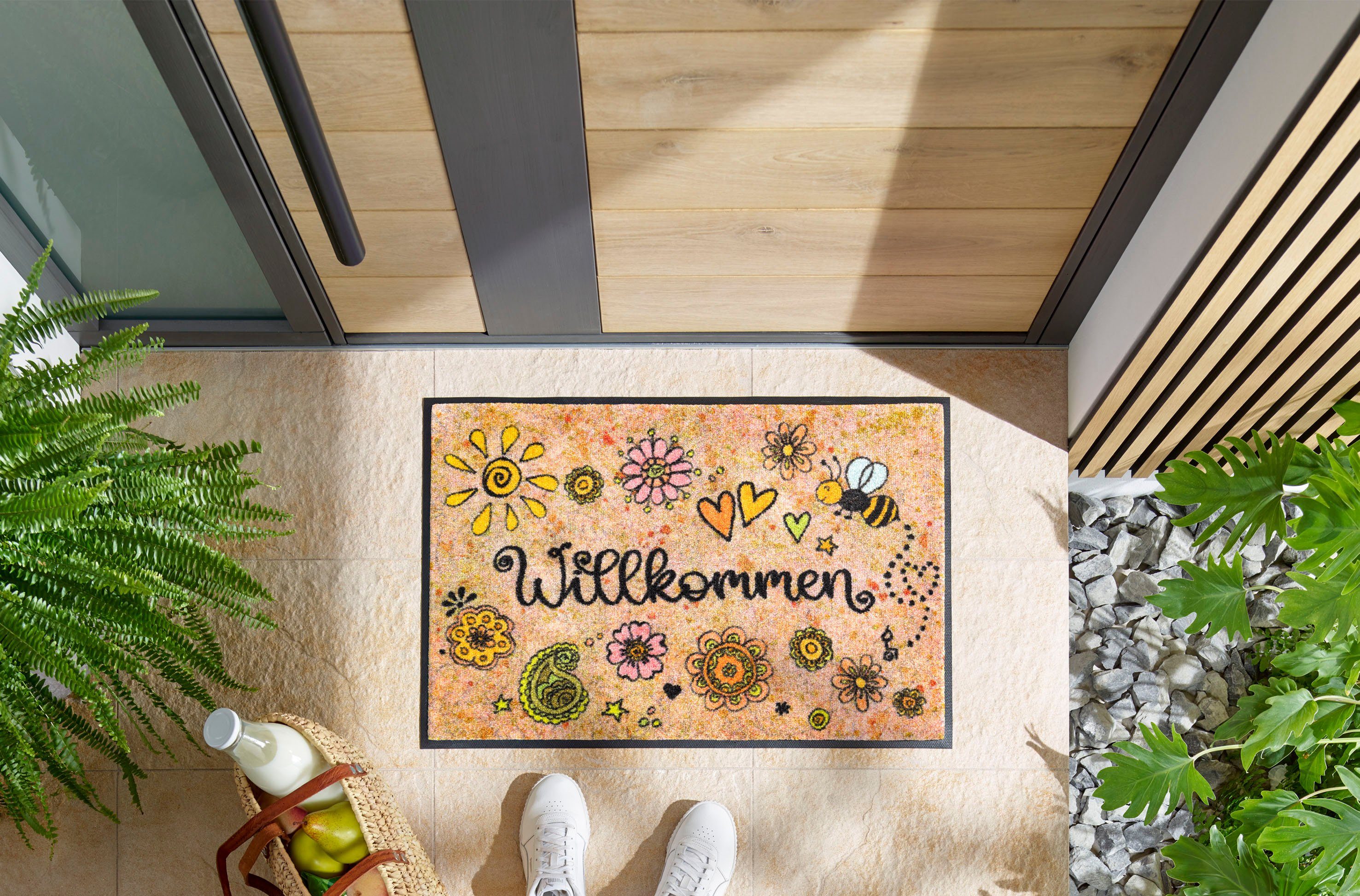 wash+dry by Kleen-Tex Fußmatte Bring Glück herein, rechteckig, Höhe: 7 mm günstig online kaufen