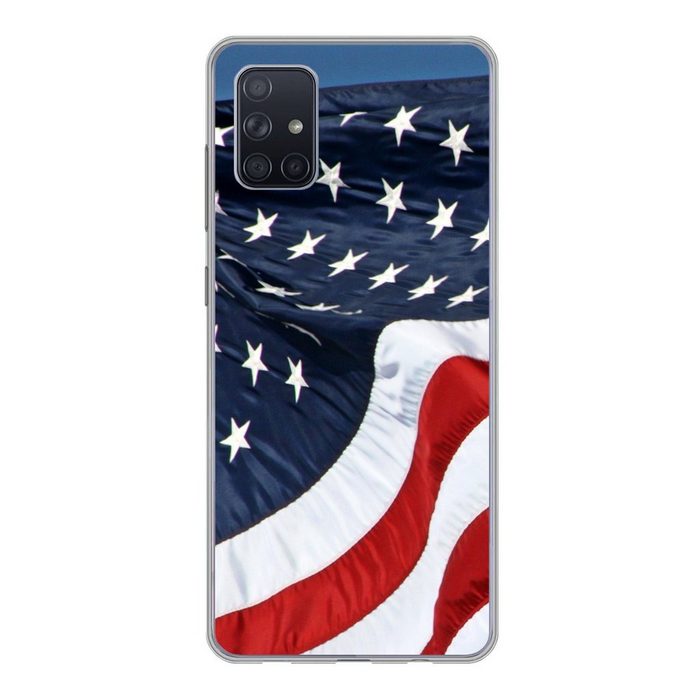 MuchoWow Handyhülle Die Flagge der Vereinigten Staaten im Wind Phone Case Handyhülle Samsung Galaxy A71 Silikon Schutzhülle
