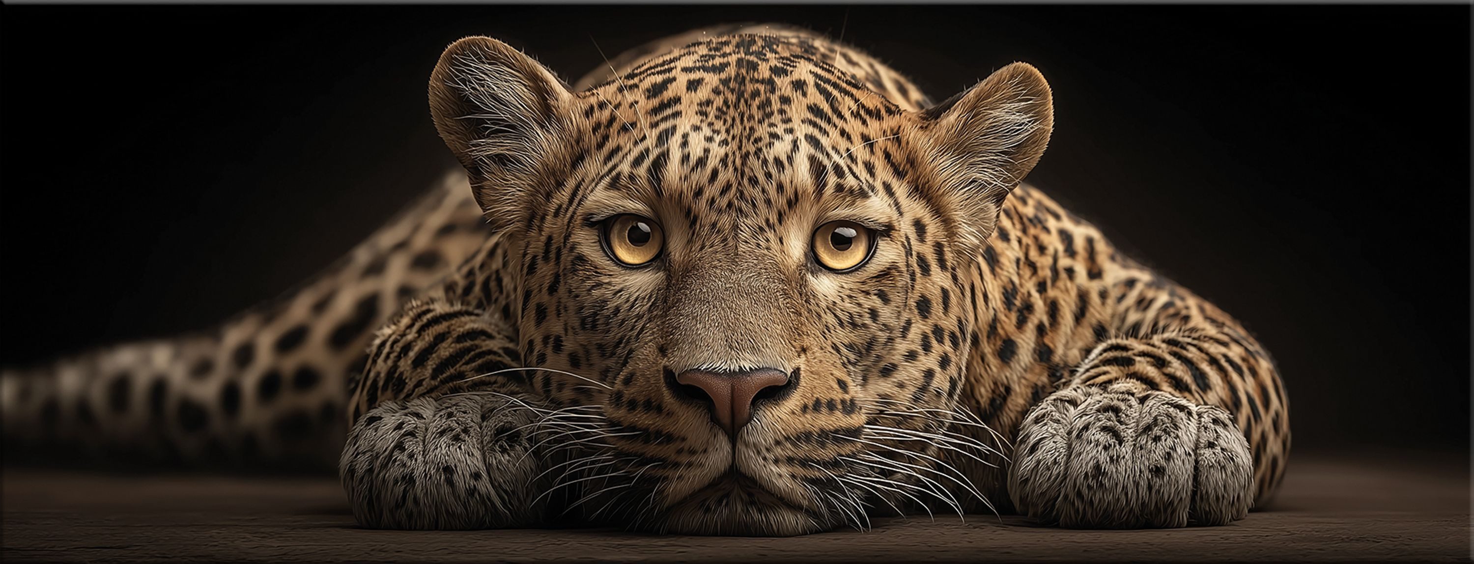 artissimo Glasbild Bild aus Glas 80x30 cm / Wandbild Querformat / Wanddeko modern, Tiere: Leopard Porträt