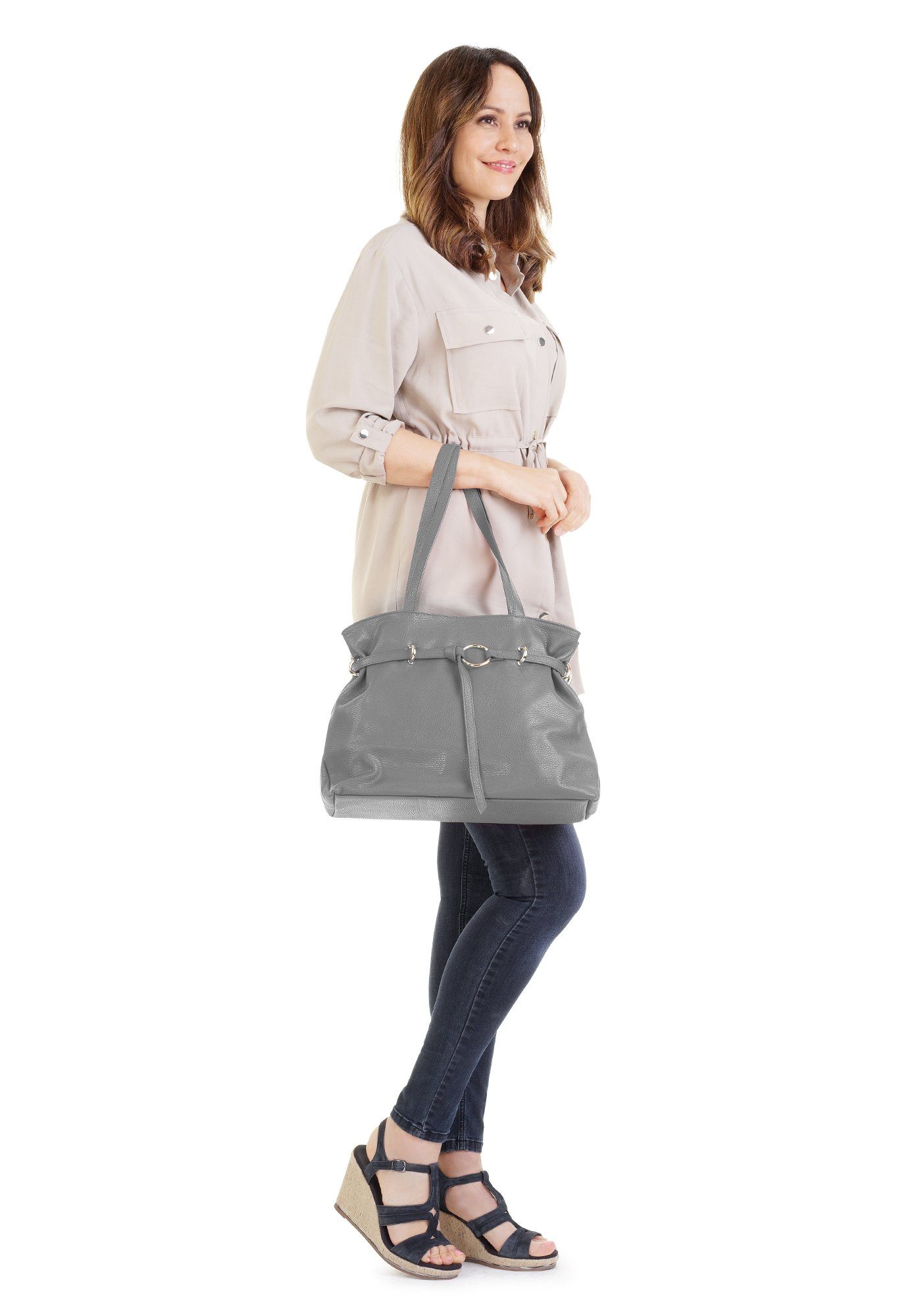 Samantha Look Henkeltasche, echt Leder, Made in Italy