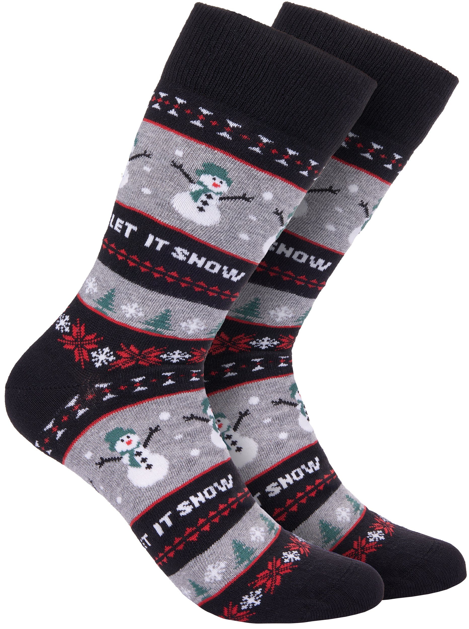 BRUBAKER Socken Weihnachtssocken für Damen und Herren (1-Paar, 1 Paar) Festliche Weihnachtsmotive - Baumwolle Socken Weihnachten