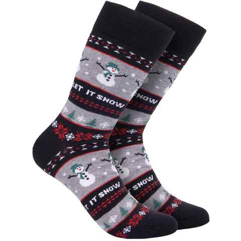BRUBAKER Socken Weihnachtssocken für Damen und Herren (1-Paar, 1 Paar) Festliche Weihnachtsmotive - Baumwolle Socken Weihnachten