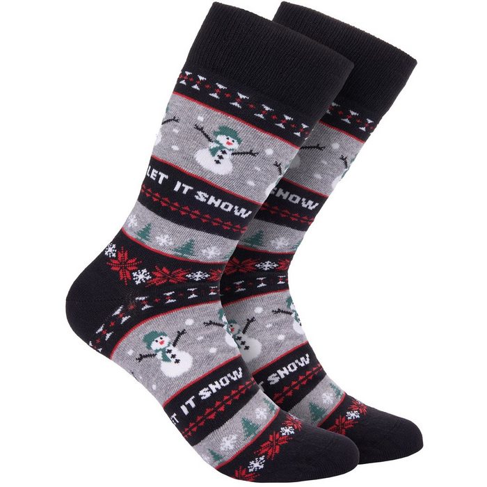 BRUBAKER Socken Weihnachtssocken für Damen und Herren (1-Paar 1 Paar) Festliche Weihnachtsmotive - Baumwolle Socken Weihnachten