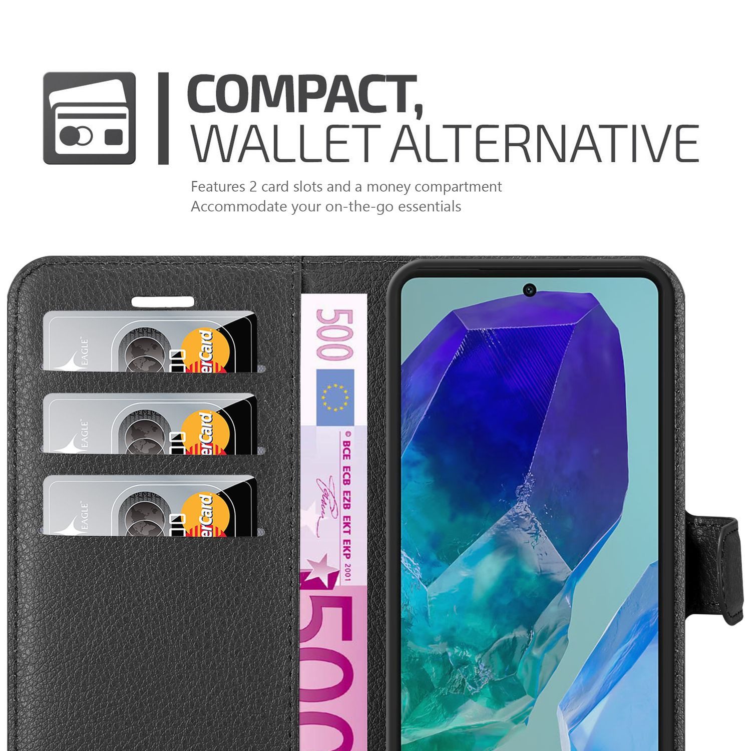 Cadorabo Handyhülle für Samsung Galaxy M55 Hülle Samsung Galaxy M55, Hülle Schutzhülle mit Standfunktion, Kartenfach und Magnetverschluss