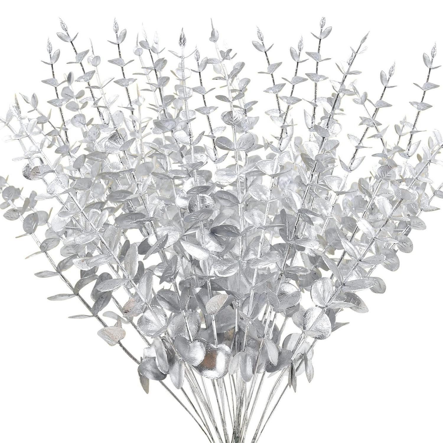 Kunstzweig Eukalyptus Kunstzweige Silber 36cm 36 Stück, LuxusKollektion, Höhe 13 cm