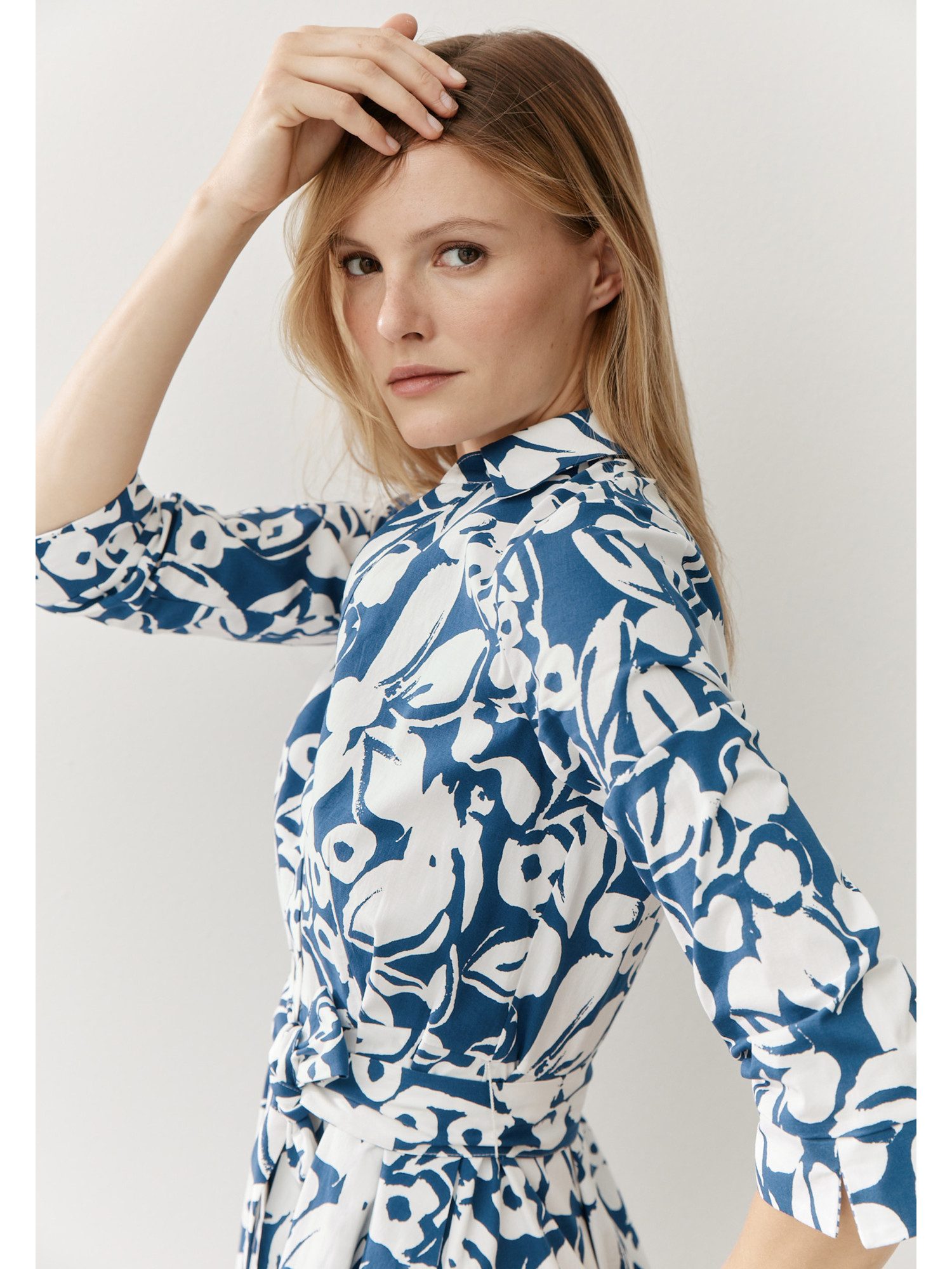 MORE&MORE Blusenkleid sommerliches 3/4 Arm-Kleid, Flowerprint