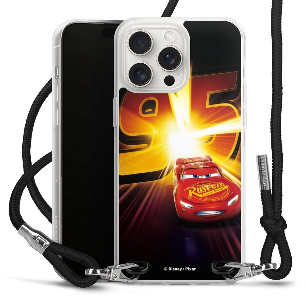 DeinDesign Handyhülle Offizielles Lizenzprodukt Cars Lightning Mcqueen 95 Cars3 Lightning 95, Apple iPhone 15 Pro Max Handykette Hülle mit Band Case zum Umhängen