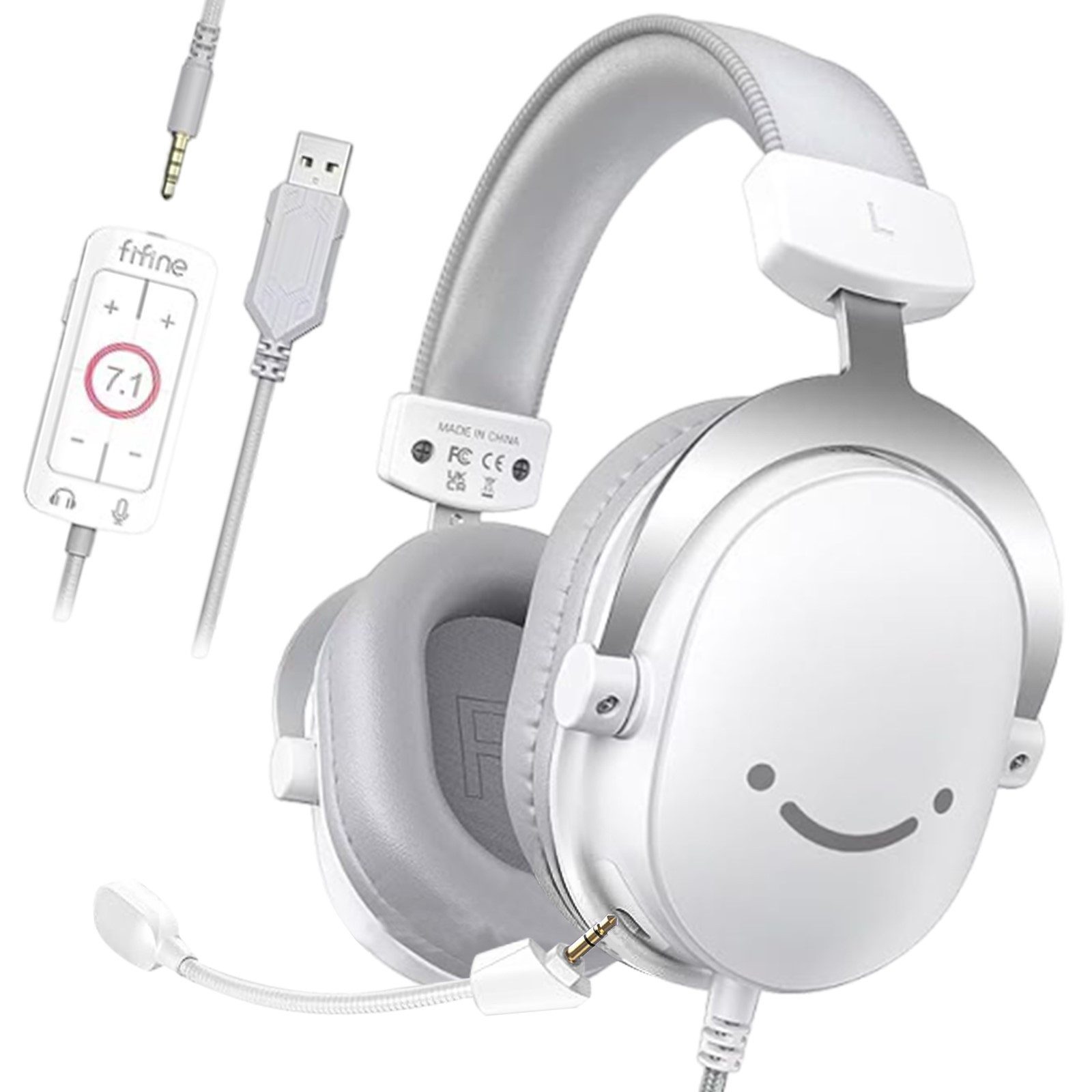 FIFINE Mikrofon Gaming Headset mit Mikrofon, Over Ear Kopfhörer mit Kabel, USB Headset für PC PS4 PS5 Xbox Switch, RGB Headphone