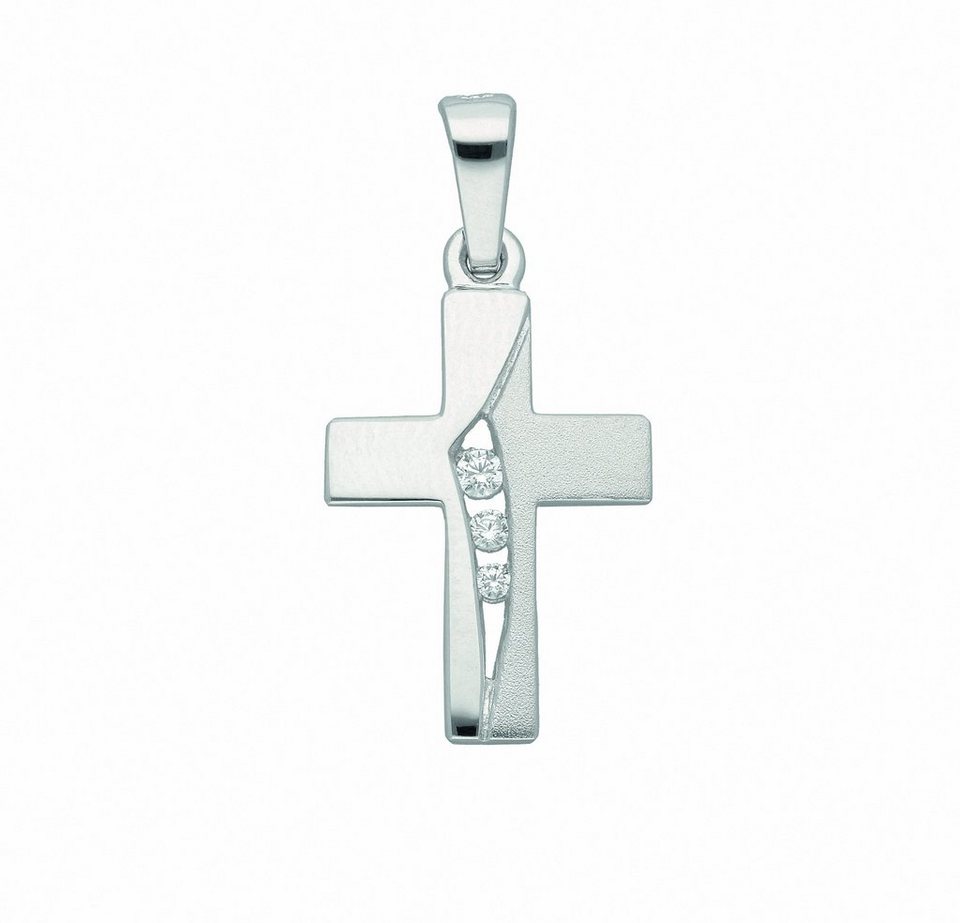 Adelia´s Kette mit Anhänger 925 Silber Kreuz Anhänger mit Zirkonia,  Schmuckset - Set mit Halskette