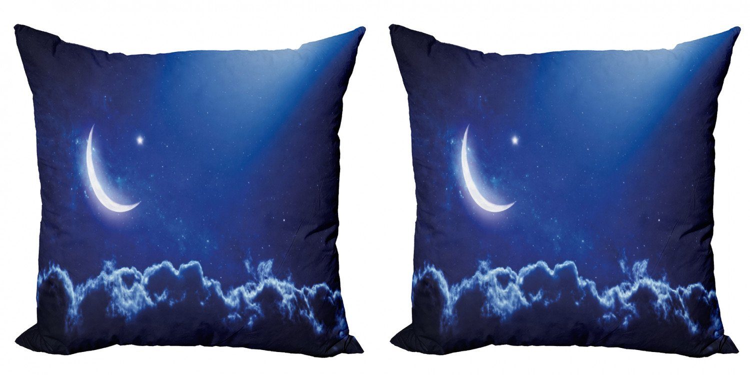 Digitaldruck, and Stück), Accent Nacht Moon (2 Abakuhaus Crescent Doppelseitiger Stars Kissenbezüge Modern